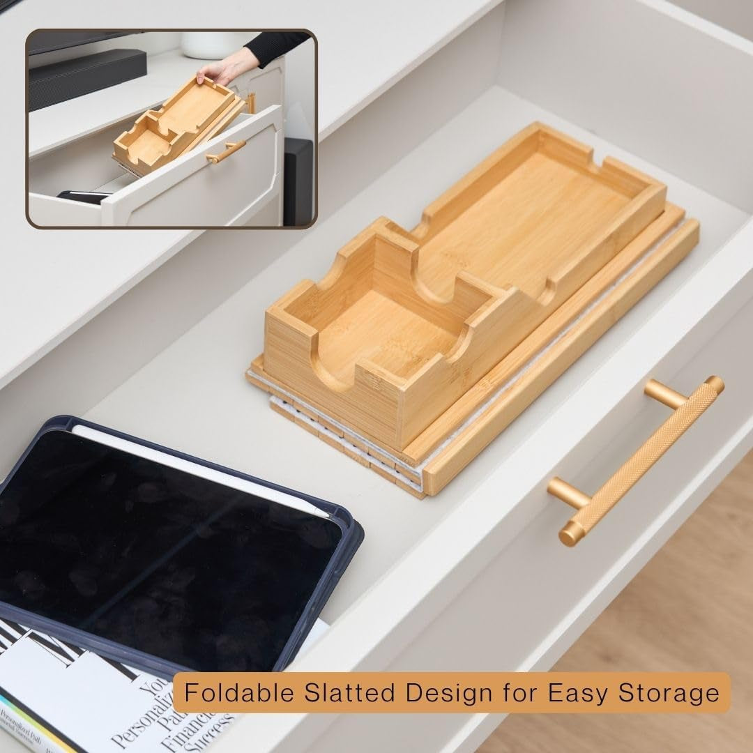Stylish Bamboo Sofa Arm Table with Versatile Removable Tray and Convenient Cup Holder