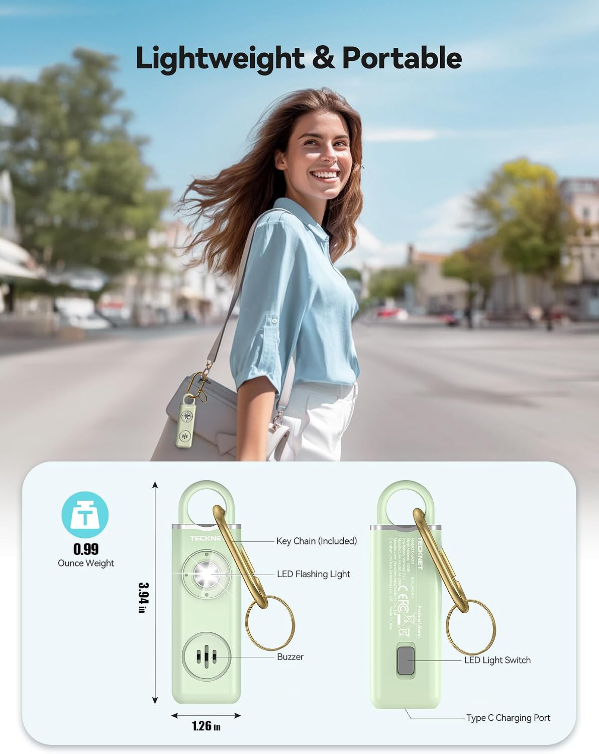 Empower Your Safety: Rechargeable 130dB Personal Alarm for Women with SOS Light and Low Battery Alert