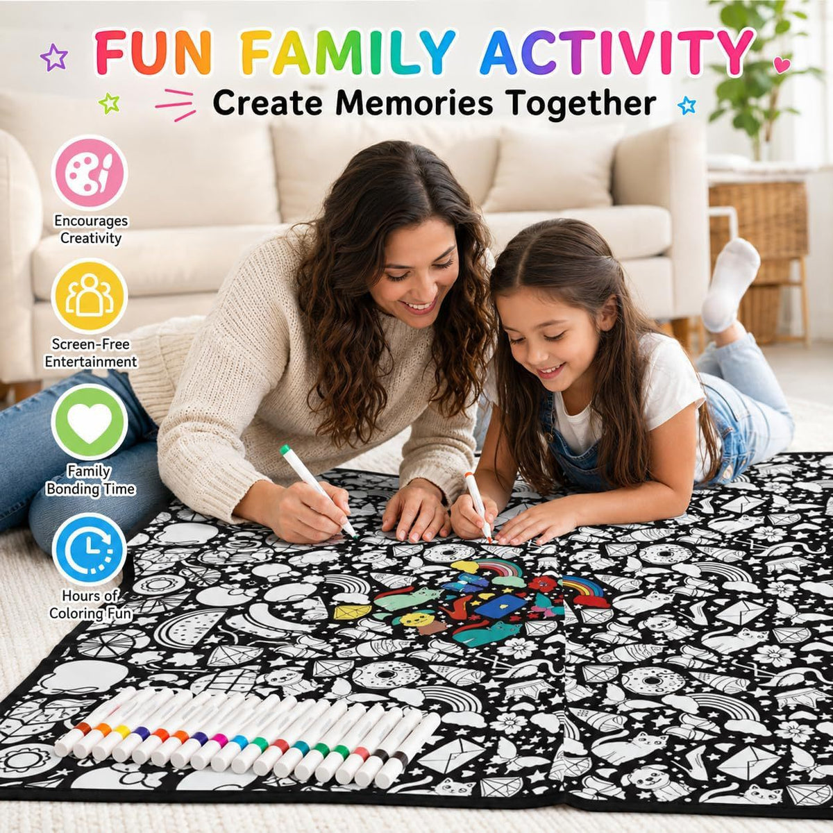 Unleash Your Creativity with the Colorful Coloring Blanket and Marker Set