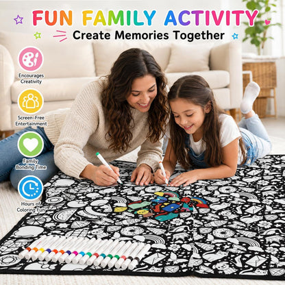 Unleash Your Creativity with the Colorful Coloring Blanket and Marker Set