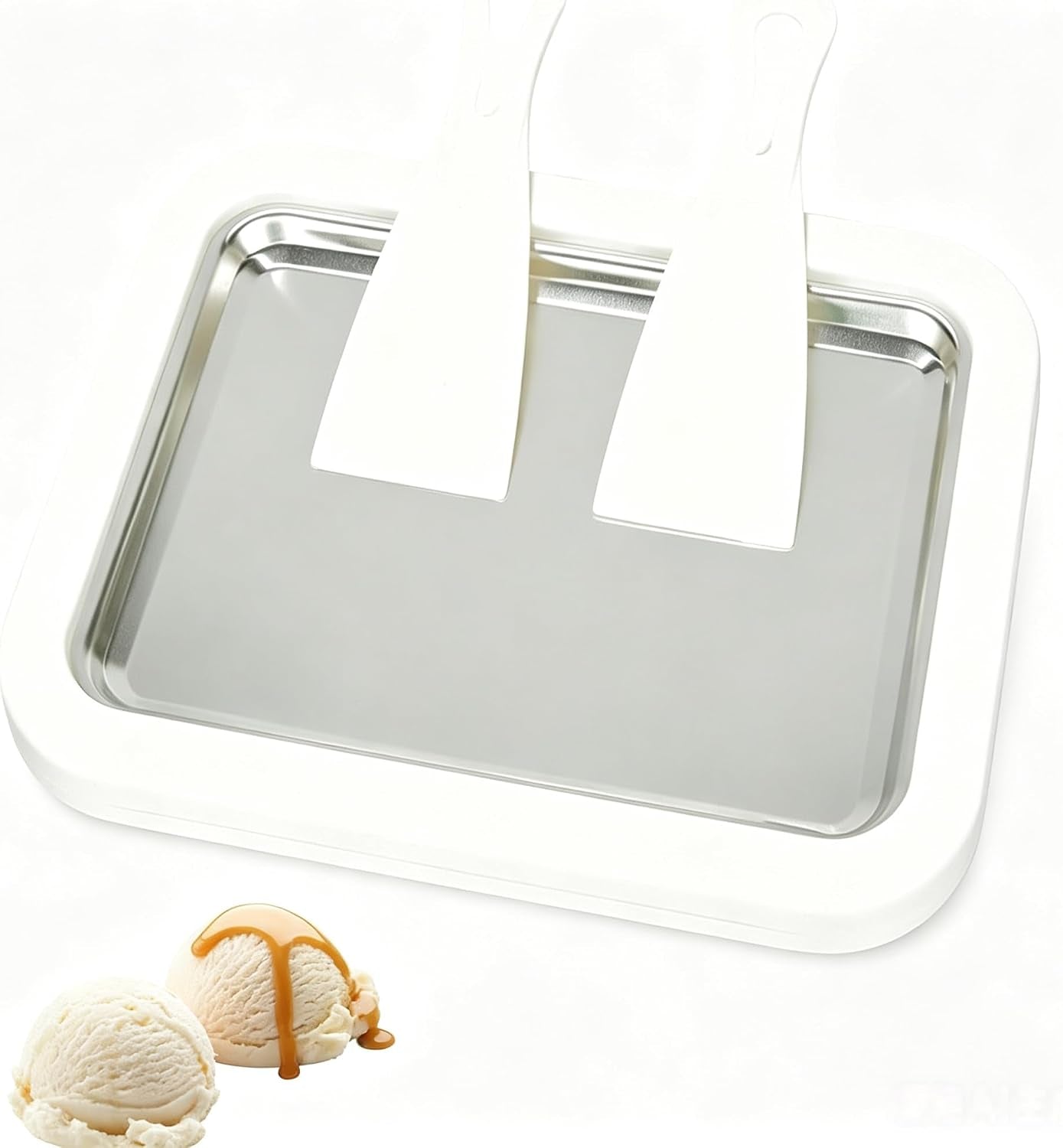 Instant Ice Cream Maker,Rolled Ice Cream Maker, Soft Serve Ice Cream Maker,Perfect for Frozen Yogurt, and More! Food Grade Stainless Steel Ice Cream Roll Machine for Home Us (White)