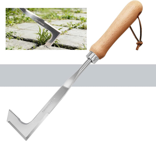 Crack Weeder, Stainless Steel Crevice Weeding Tool, Weeder Tool | L-Shaped Side-Walk Weed Puller Spatula, Efficient Manual Weeder for Sidewalk, Paver, Narrow and Wall Gaps, Walkway Edging