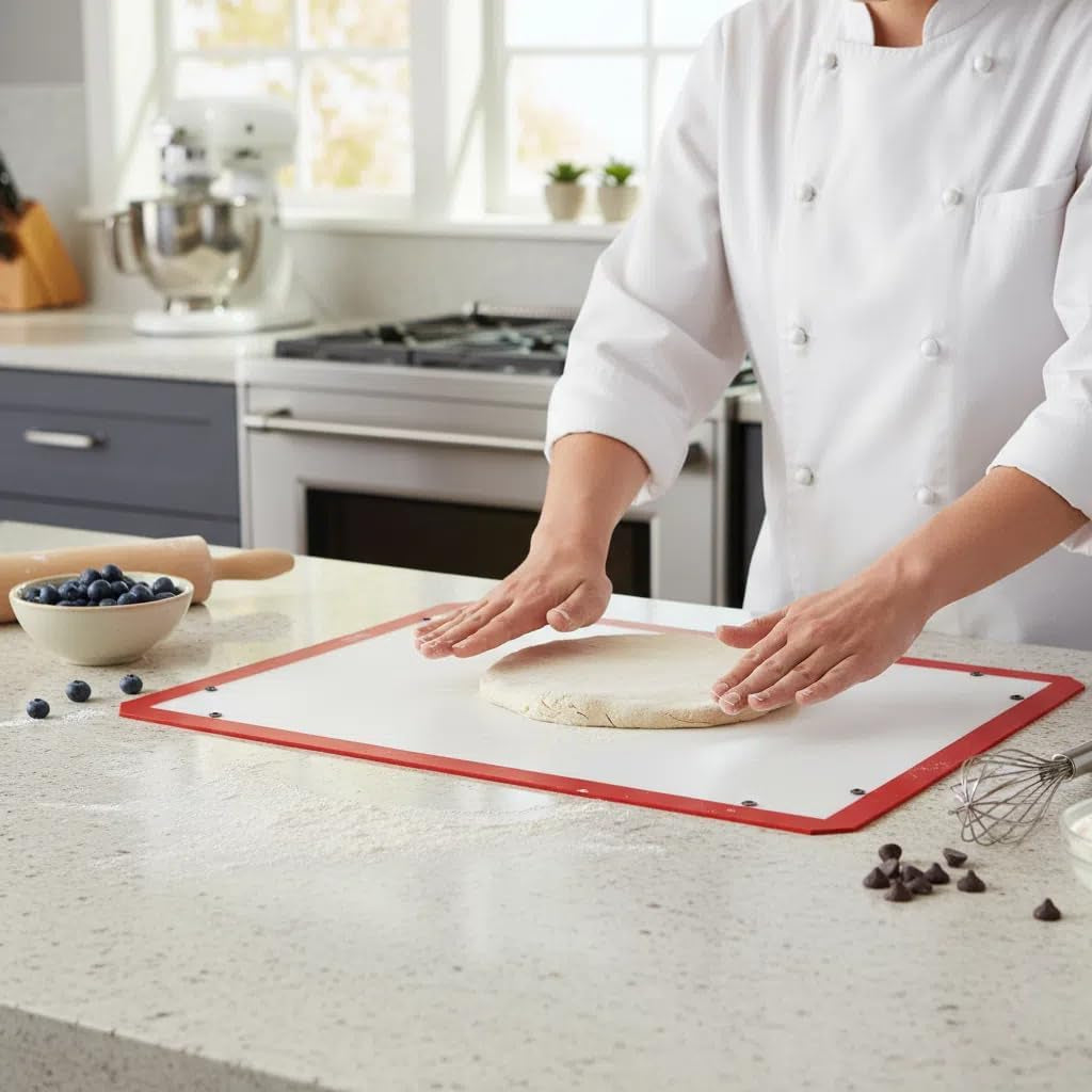 Transform Your Baking with the Extra Large 23.6" x 15.8" Silicone Baking Mat - Snap Lock Edges for Mess-Free Cooking and Ultimate Non-Stick Performance