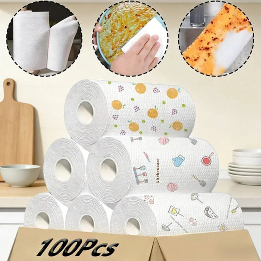 Lazy Rag Kitchen Cleaning Roll – 100 Sheets, Wet & Dry Use